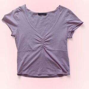 Limited Edition Brandy Melville Pink V-Neck Ruched Top